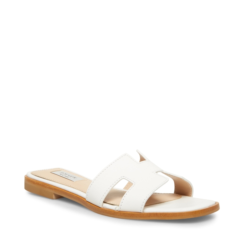 Steve Madden Hadyn White Leather Sandals